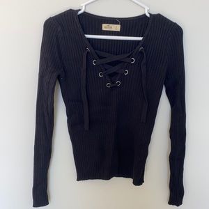 Hollister ribbed v neck sweater